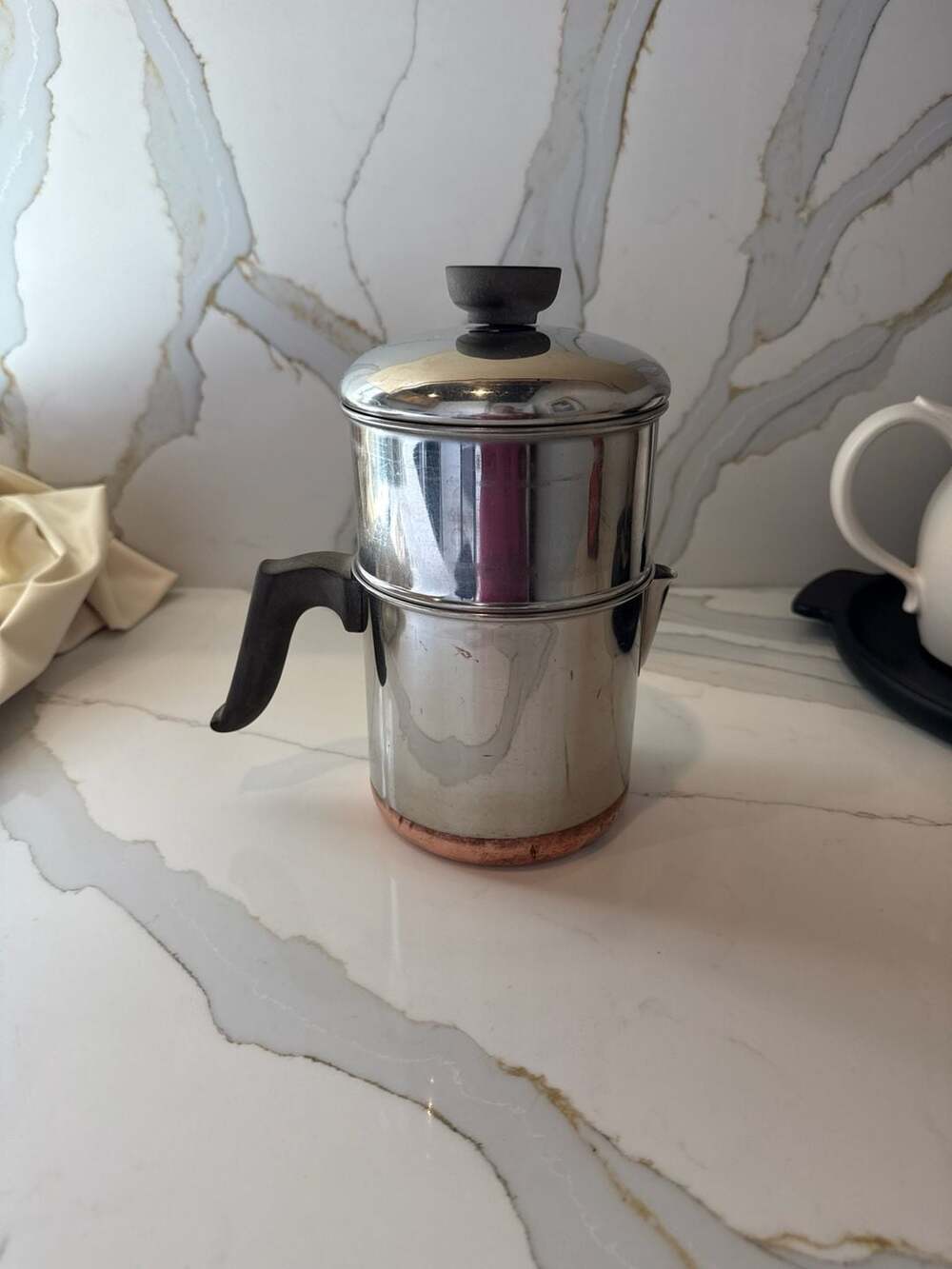Vintage Revere Ware 1801 Copper Clad Stainless Steel Drip Coffee Maker Pot